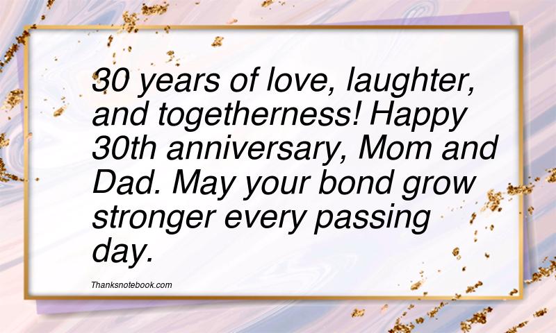 30th wedding anniversary wishes for parents from son