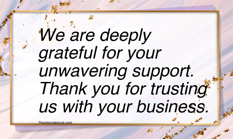 thank you message to client for support to business