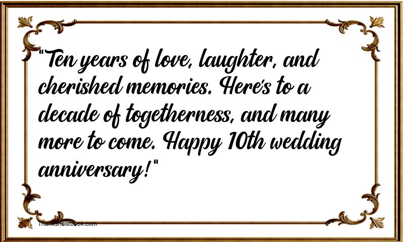 10th Wedding Anniversary Messages for Husband and Wife