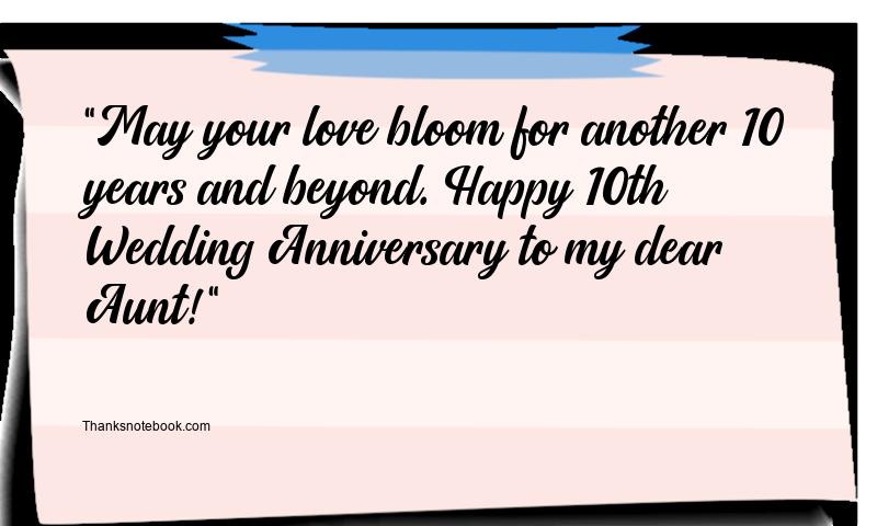 10th Wedding Anniversary Wishes for Aunt