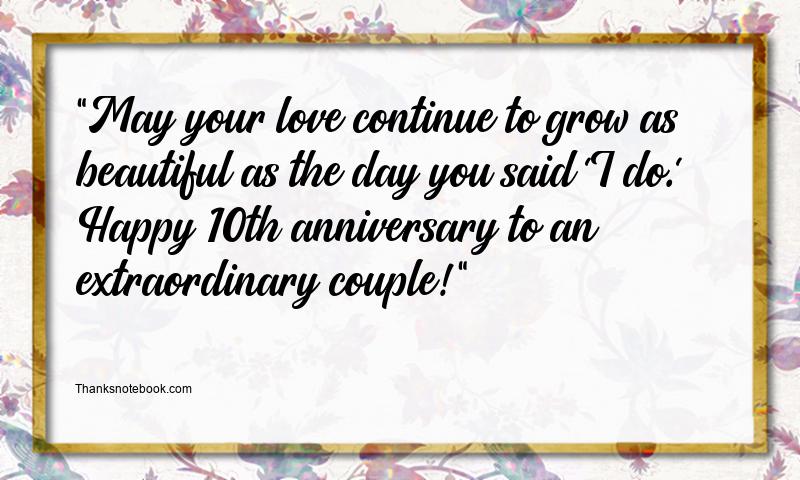 10th Wedding Anniversary Wishes for Friend