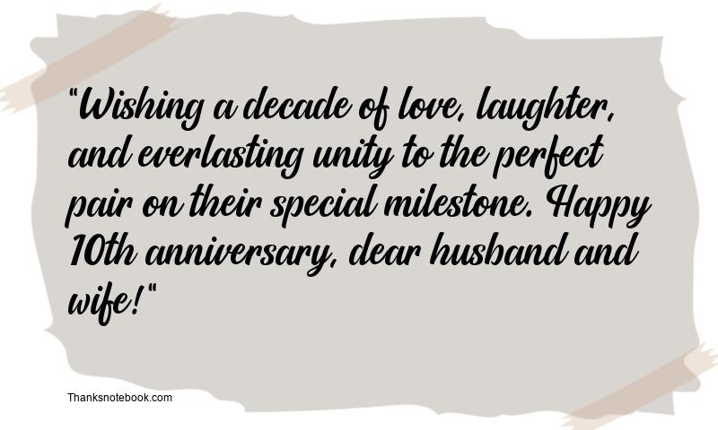 10th Wedding Anniversary Wishes for Husband and Wife