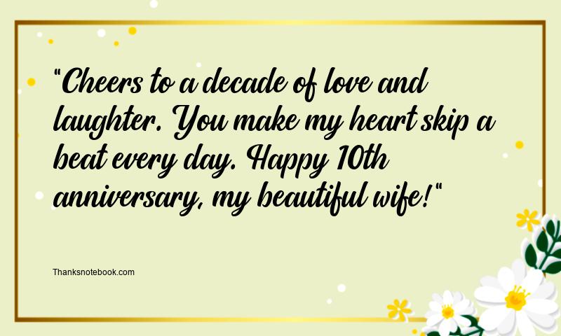 10th Wedding Anniversary Wishes for Wife