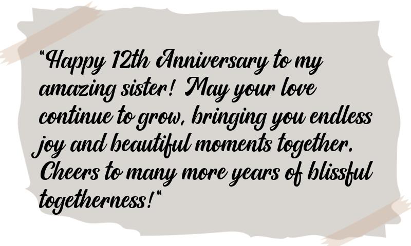 12 Years Anniversary Wishes for Sister