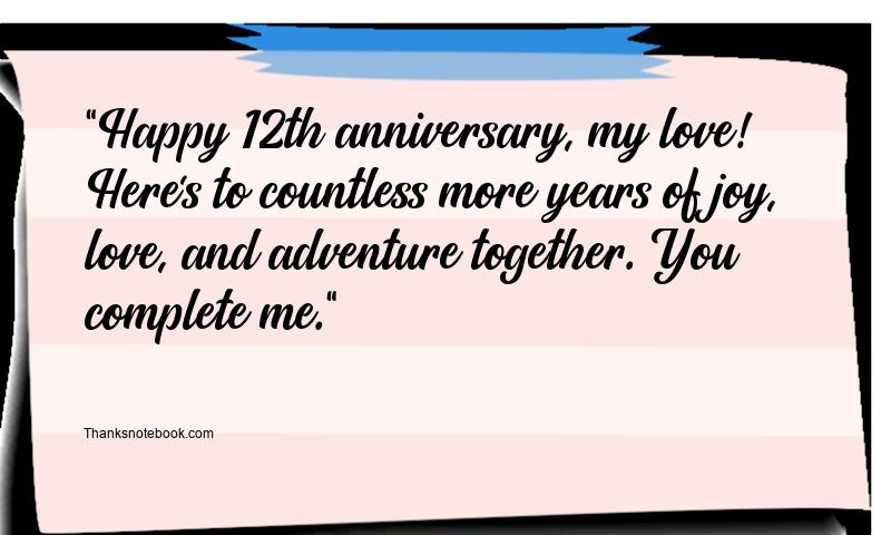 12 Years Anniversary Wishes for Wife