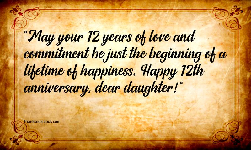 12th Marriage Anniversary Messages for Daughter