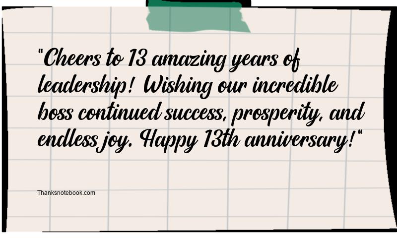 13th Anniversary Wishes for Boss