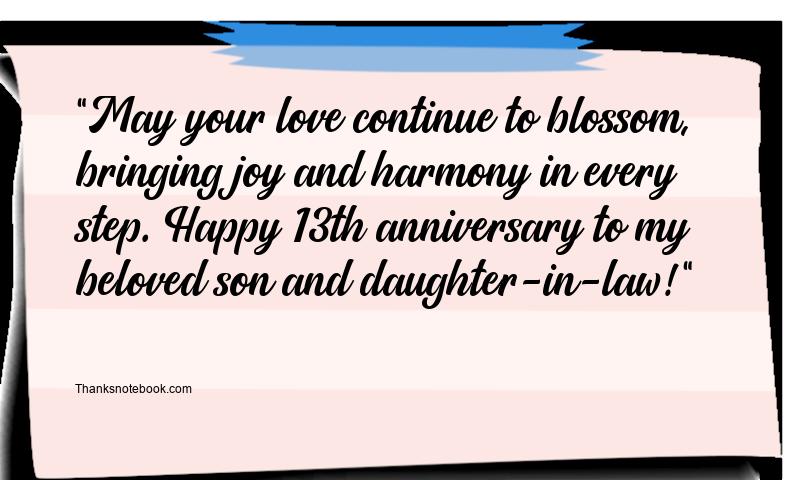 13th Anniversary Wishes for Son and Daughter in Law