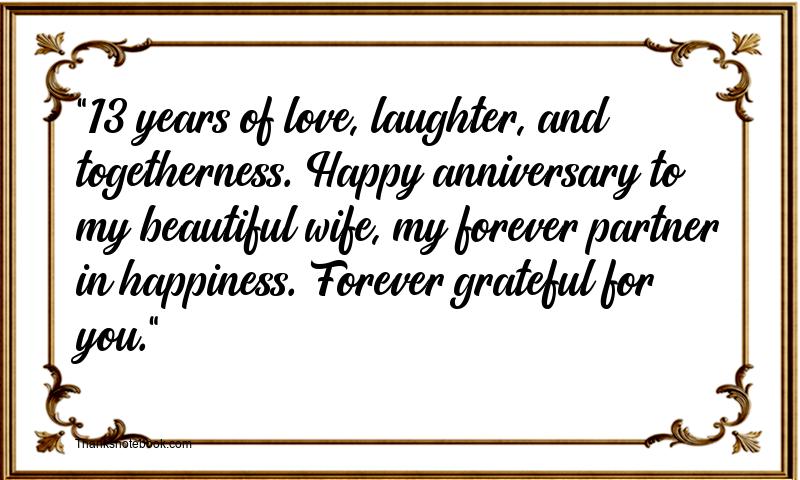 13th Anniversary Wishes for Wife