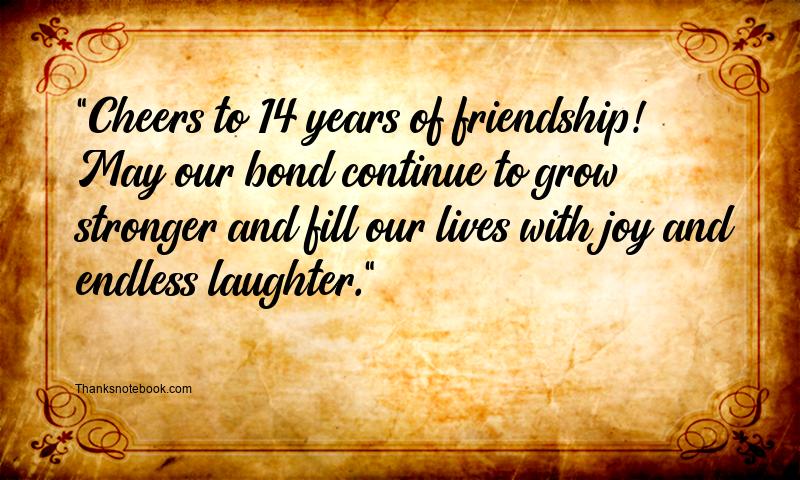 14th Anniversary Wishes for Friend