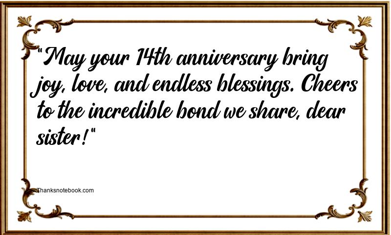 14th Anniversary Wishes for Sister