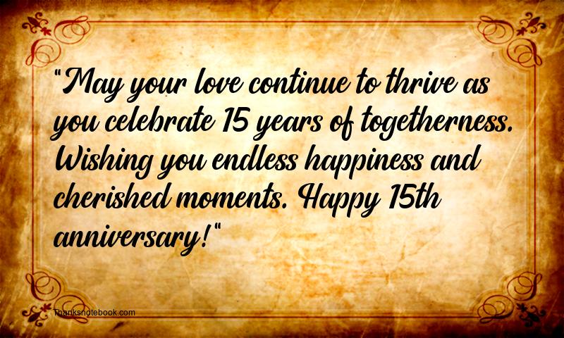 15th Anniversary Wishes for Son and Daughter in Law