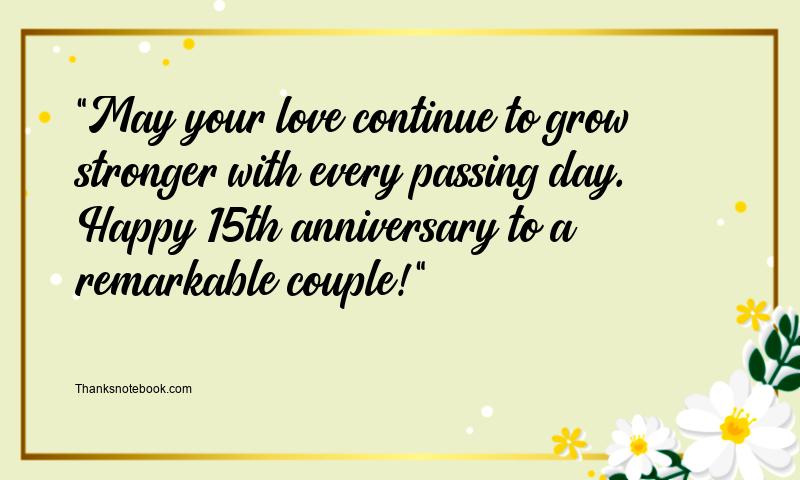 15th Wedding Anniversary Wishes for Couple