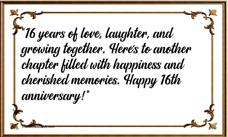 16th Wedding Anniversary Messages