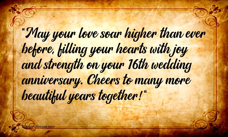 16th Wedding Anniversary Wishes for Friends