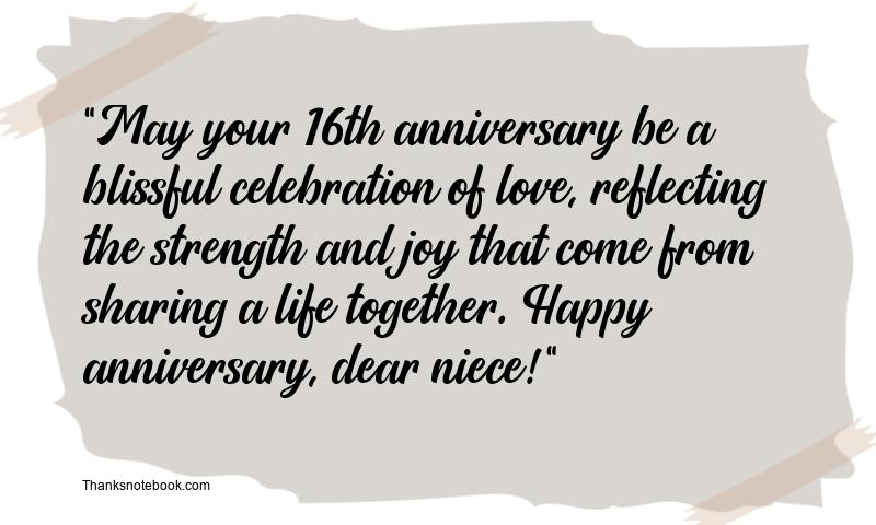 16th Wedding Anniversary Wishes for Niece