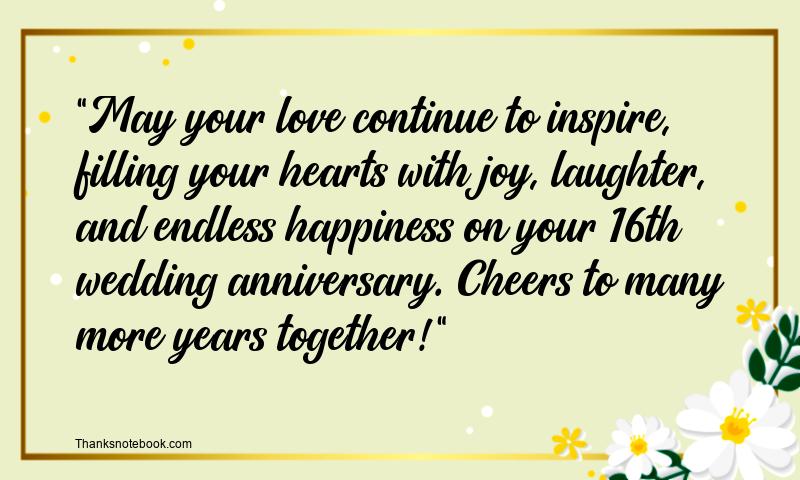 16th Wedding Anniversary Wishes for Parents