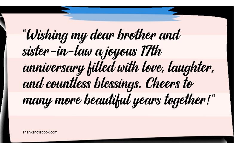 17th Wedding Anniversary Wishes for Brother