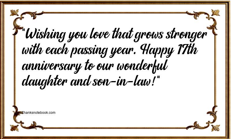 17th Wedding Anniversary Wishes for Daughter and Son in Law