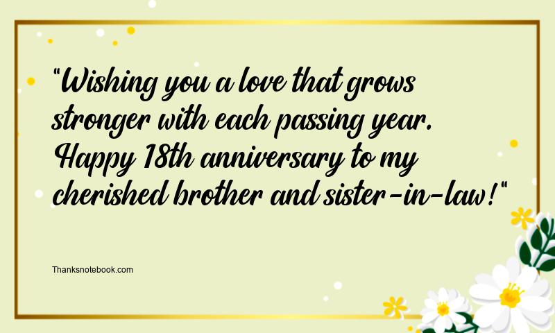 18th Wedding Anniversary Wishes for Brother and Sister in Law