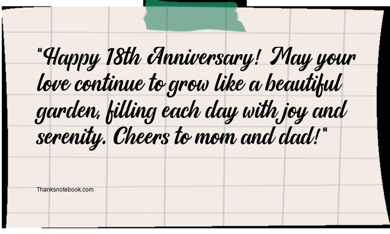 18th Wedding Anniversary Wishes for Mom and Dad