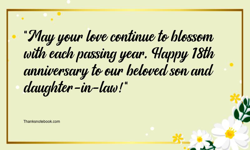 18th Wedding Anniversary Wishes for Son and Daughter in Law