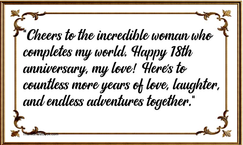 18th Wedding Anniversary Wishes for Wife