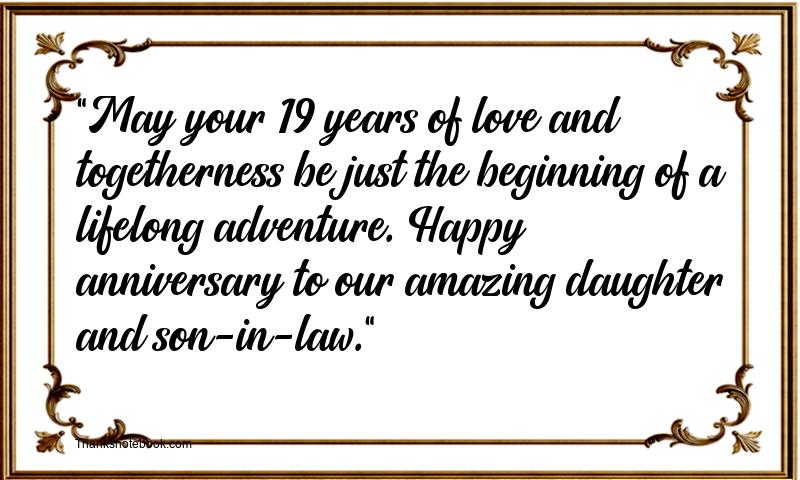 19th Wedding Anniversary Wishes for Daughter and Son in Law