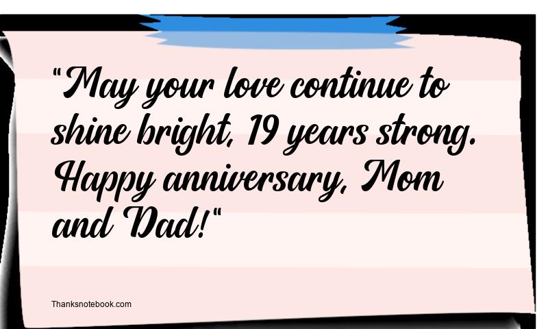 19th Wedding Anniversary Wishes for Mom and Dad