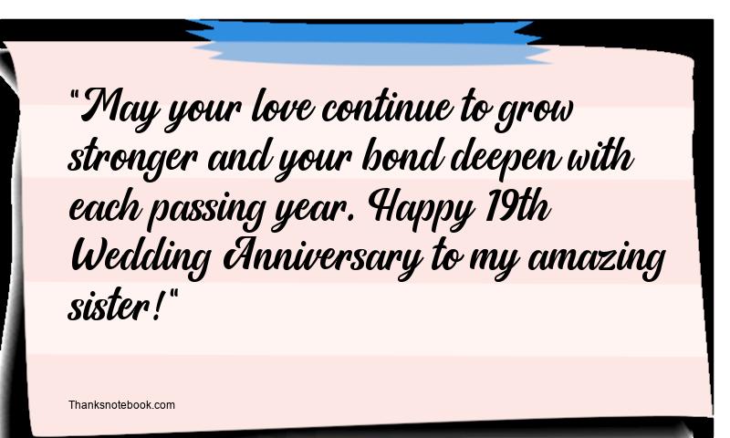 19th Wedding Anniversary Wishes for Sister