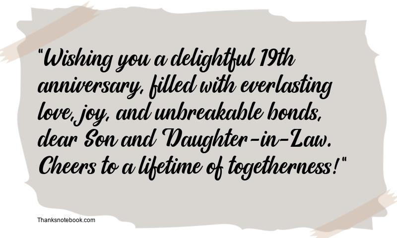 19th Wedding Anniversary Wishes for Son and Daughter in Law