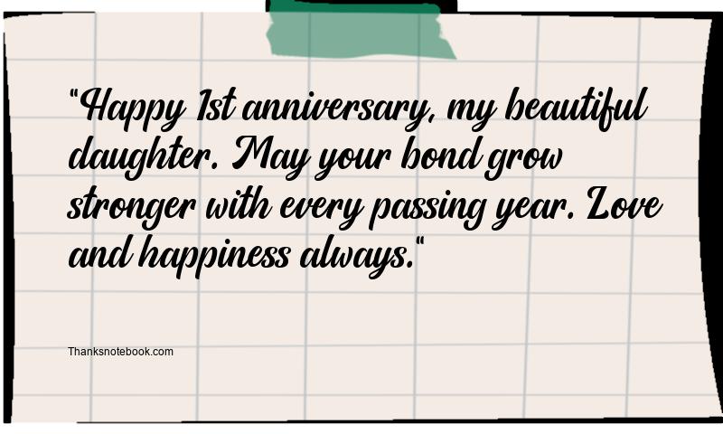 1st Marriage Anniversary Messages for Daughter