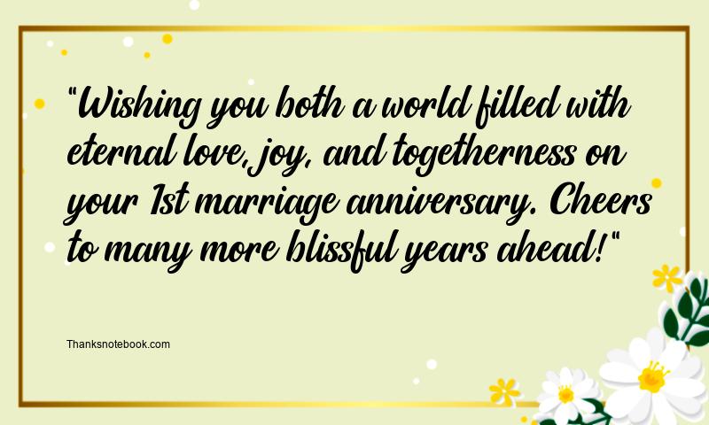 1st Marriage Anniversary Wishes for Bhaiya and Bhabhi