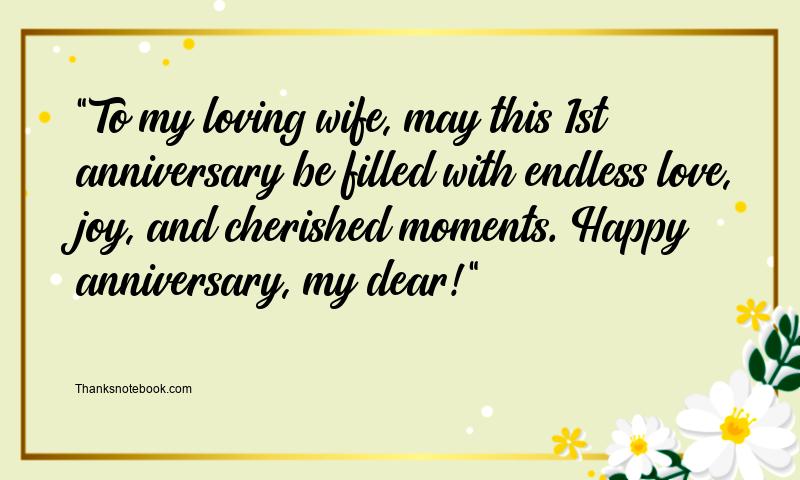 1st Wedding Anniversary Wishes for Wife