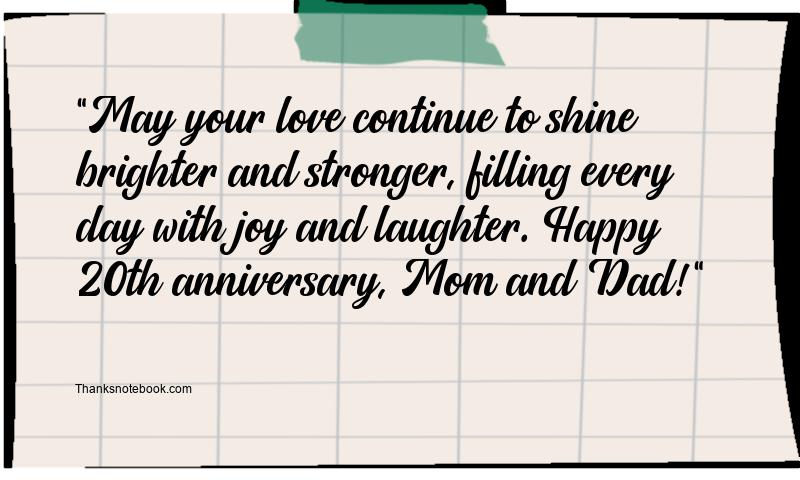 20th Wedding Anniversary Wishes for Mom and Dad