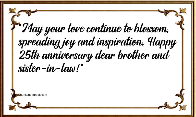 25th Wedding Anniversary Wishes for Brother and Sister in Law