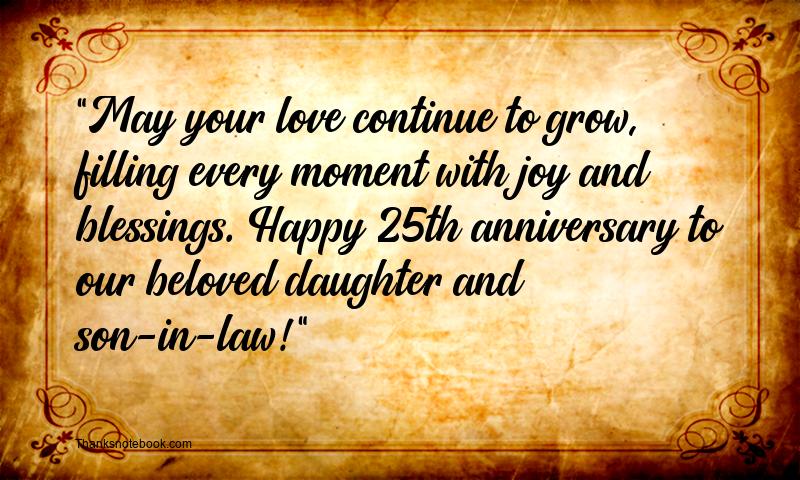 25th Wedding Anniversary Wishes for Daughter and Son in Law