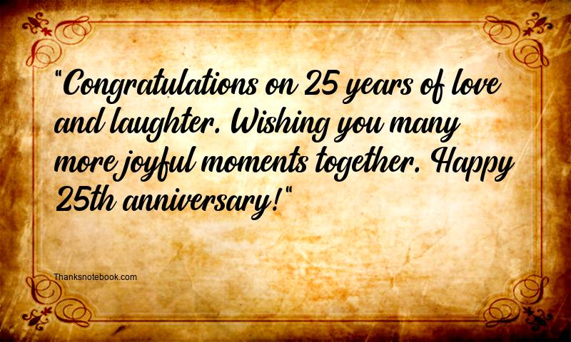 25th Wedding Anniversary Wishes for Friend