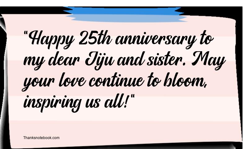 25th Wedding Anniversary Wishes for Jiju