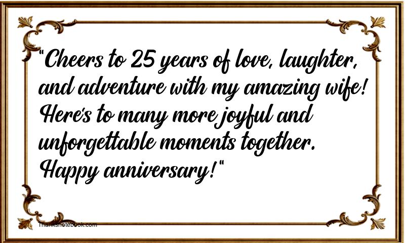 25th Wedding Anniversary Wishes for Wife