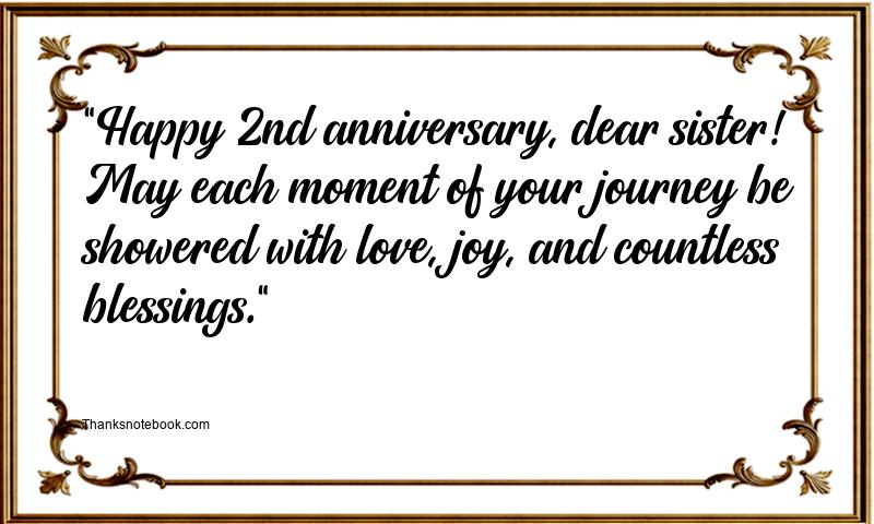 2nd Anniversary Wishes for Sister