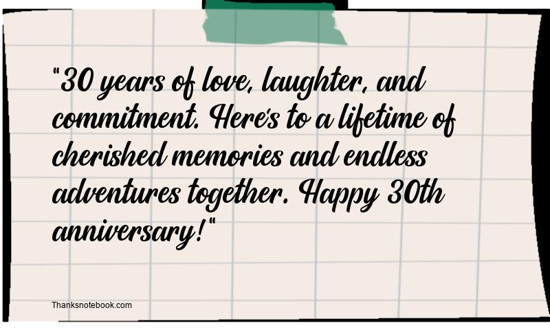 30th Wedding Anniversary Messages