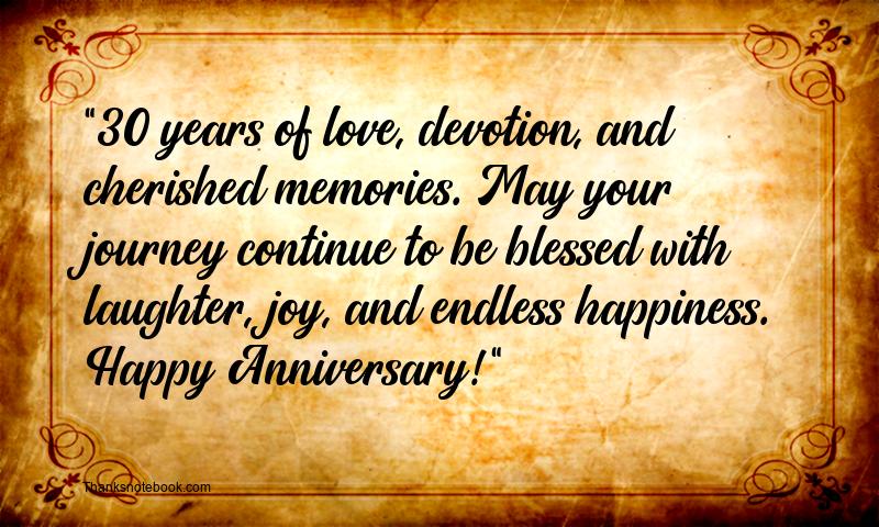 30th Wedding Anniversary Wishes for Daughter and Son in Law