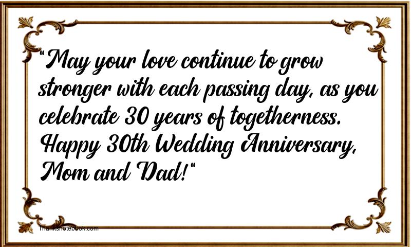 30th Wedding Anniversary Wishes for Mom and Dad