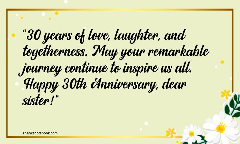 30th Wedding Anniversary Wishes for Sister