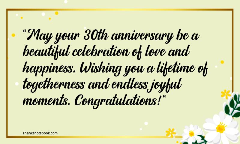 30th Wedding Anniversary Wishes for Son and Daughter in Law