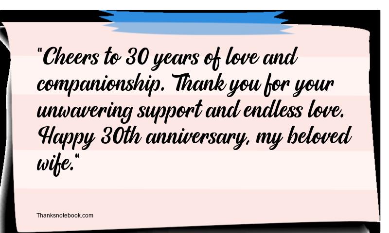 30th Wedding Anniversary Wishes for Wife