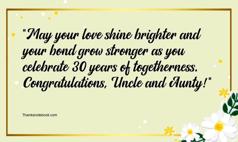 30th Wedding Anniversary Wishes to Uncle and Aunty