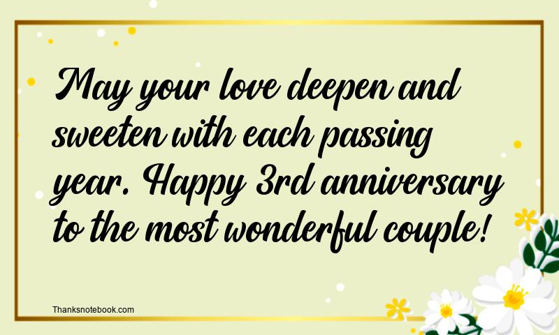 3rd Wedding Anniversary Wishes for Brother and Sister in Low