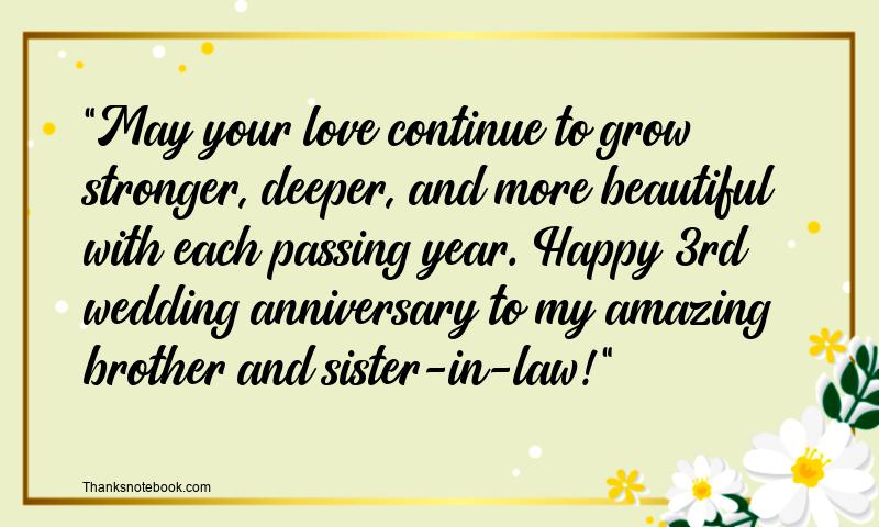 3rd Wedding Anniversary Wishes for Brother